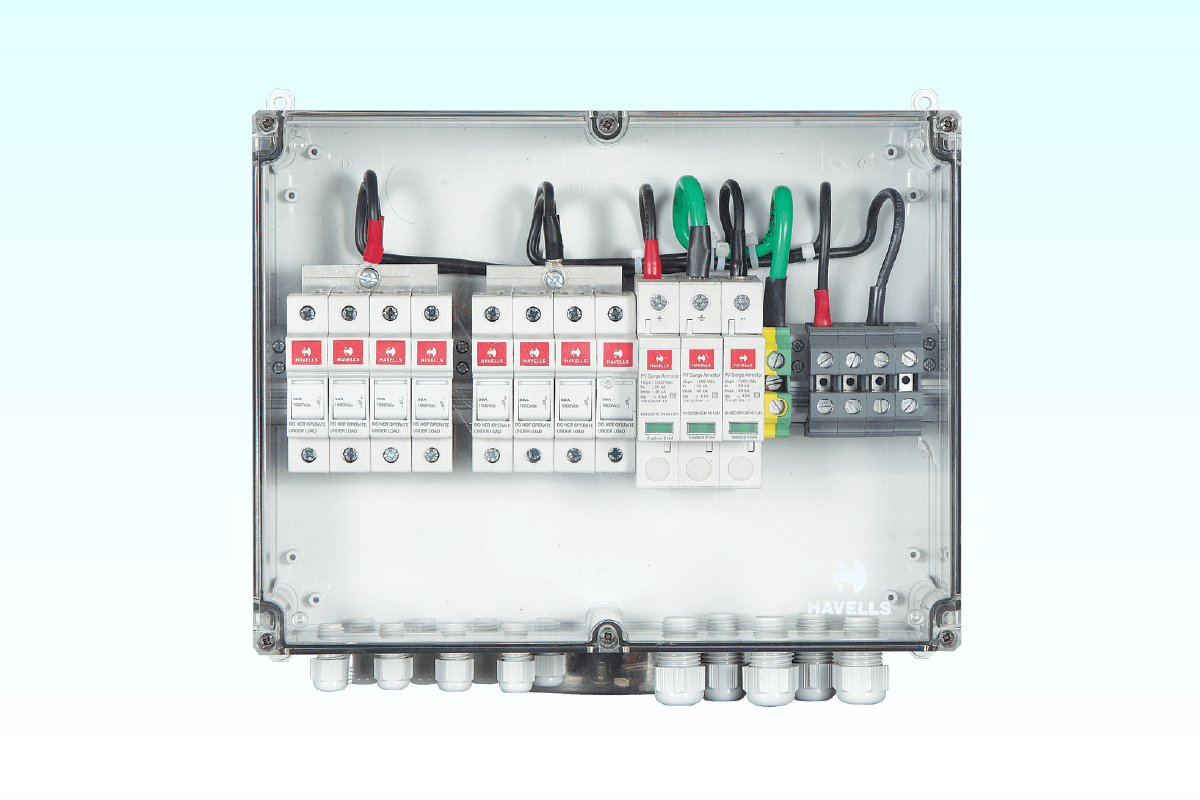 DCDB combiner panel with string fuses and surge protection